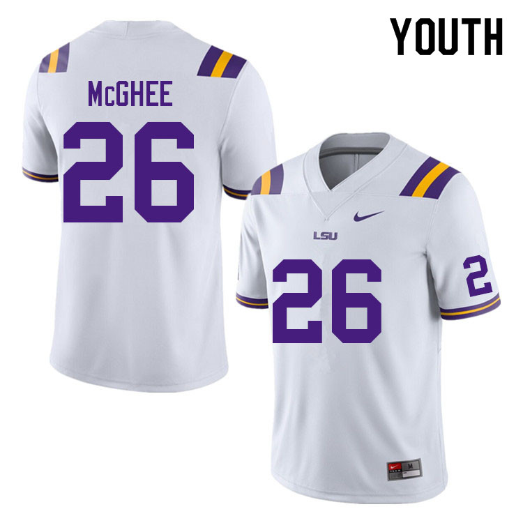 Youth #26 Damarius McGhee LSU Tigers College Football Jerseys Sale-White - Click Image to Close